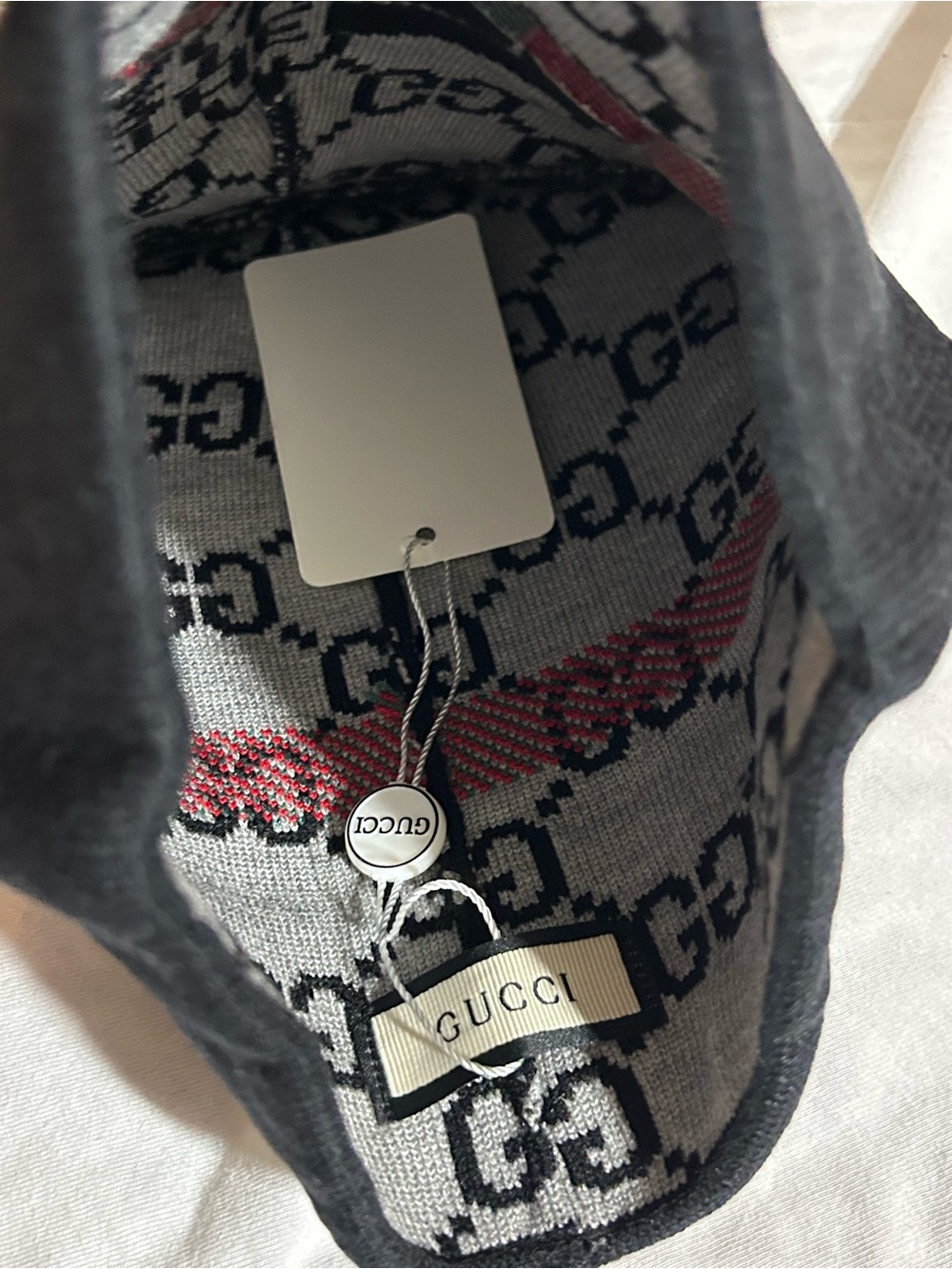 Gucci Black, White, Red & Green Logo Beanie - Picture 3 of 3